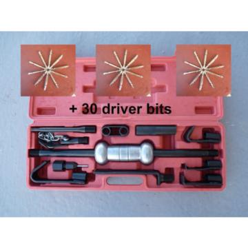 DENT PULLER SLIDING HAMMER CAR BEARING HUB KIT SET 12 PC + 30 DRIVER BITS