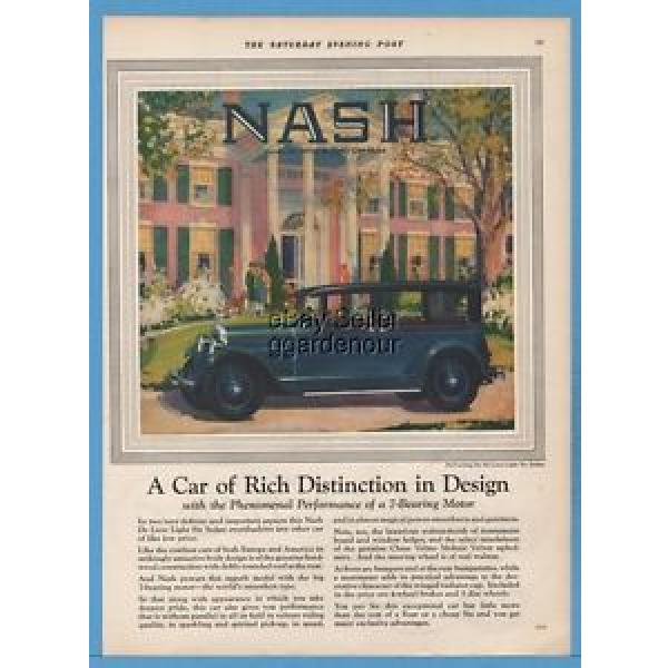 1927 Nash Sedan Vintage Motor Car 7 Bearing Deluxe Light Six 1920s Art Ad #5 image