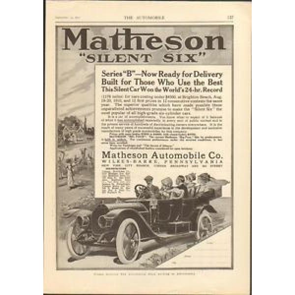 1912 Matheson 6 Wilkes Barre PA Auto Ad Timken Roller bearing Co ma7997 #5 image